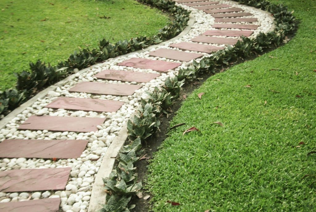 Stone walkway in garden Stone walkway in garden